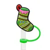 Tampa de palito de Natal personalizada transfronteiriça, capa de palito removível de silicone macio de desenho animado, plugue à prova de poeira, tampa de palito de silicone