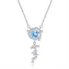 Piedra de Cristal Natural Nunca se Desvanece Collar con Diseño de Rosa Collar de Plata S925 Colgante de Piedra Preciosa de Corte Floral de Alta Gama