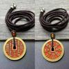 Colar com Pingente com Fivela de Cobre da Paz, Totem da Besta Devoradora de Ouro, Joia Estilo Chinês Atrai-Riqueza com Vermelho Vibrante