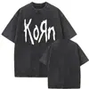 Camiseta Masculina Korn Ftl 25 Follow the Leader Estampada Frente e Verso Rock Gothic Casual Oversized Masculina