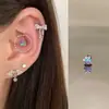 Coleção Sonhadora de Piercings de Osso da Orelha Roxos Piercings de Osso da Orelha com Zircônia Piercings de Osso da Orelha Roxo de Aço Titânio Medicinal Espiral Plano