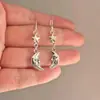 Pendientes Largos de Luna y Estrella de Comercio Exterior Transfronterizo, Pendientes Celestiales de Estilo Bohemio Misterioso, Venta Directa del Fabricante