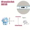 Plug de Pó para Celular Cruzado 2D Plano de Acrílico Ornamento Tipo Pingente de Gato Fofo Interface Oval Tipo-C Desenho Animado