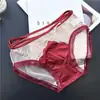 [Rojo Ancola] 880# Ropa Interior Roja Grande de Año Nuevo Malla de Encaje Seda de Hielo Ropa Interior Roja