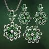 TikTok Nuevo Collar de Set de Flores Eternas Colgante de Lujo Azul Real Aretes de Corindón Rojo Anillo Tesoro Color Esmeralda