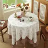 Toalha de Mesa Redonda para Mesa de Jantar Rústica com Estampa Floral Pequena Imitação de Linho para Outono, Tecido à Prova de Poeira, Decoração Estilo B&B