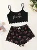 Camisola de Manga Corta Divertida con Estampado de Cabeza de Calabaza Navideña, sin Mangas, Ropa de Dormir, Pijama de Leche Pura, Conjunto para Mujer