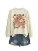 Amazon Wish comercio exterior transfronterizo estación europea moda elegante mujer floral calabaza sudadera nueva en stock