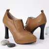 Zapatos de Tacón Grueso para Mujer de Comercio Exterior Transfronterizo 2026, Tallas 33-50, Tallas Grandes Impermeables con Plataforma y Tacón Alto, con Cremallera Lateral, Zapatos Profesionales para Mujer
