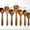 Conjunto de Utensílios de Cozinha em Madeira de Acácia para Uso Doméstico, Colher Pequena de Arroz de Madeira, Pegador de Macarrão, Colher de Sopa com Cabo Longo, Escumadeira, Espátula para Panela Antiaderente, Atacado