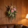 Decoração de Parede de Buquê Invertido de Eucalipto Estilo Floresta Folha de Dinheiro Flor Artificial Decoração de Casamento Pingente Flor Artificial Maçaneta de Porta