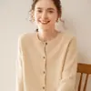 Cardigã de cashmere trançado com gola redonda feminino 2024 outono e inverno novo suéter de malha de manga longa com botões casaco versátil