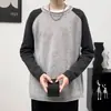 Nuevo suéter grueso informal de estilo coreano para otoño e invierno para hombres y mujeres, marca de moda, tejido de punto de color bloqueado con manga raglán holgada