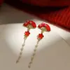 Nuevos Pendientes Rojos de Año Nuevo 2026, Pendientes del Zodiaco del Año del Caballo, Lindos y Festivos, Accesorios para Orejas de Riqueza y Prosperidad