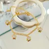 Pulsera de Acero de Titanio con Estrella de Cinco Puntas Nueva, Clásica y de Moda, para Niñas, Exquisita y Versátil, Sensación de Alta Gama, Joyería Apilable con Diamantes Negros y Blancos