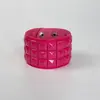 Pulseira Feminina Punk Nova Europeia e Americana Cor de Doce Unha Quadrada Roda Personalizada Moda Casual Pulseira de Pulso Joia