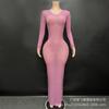 Moda Europea y Americana de Alta Gama Elegante Falda Larga Corte Entallado Aspecto Adelgazante de Cadera Vestido de Noche de Banquete con Pedrería Ropa para Actuaciones de Baile en Discotecas