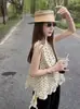 Nuevo Conjunto de Dos Piezas Ruoxin: Chaleco sin Mangas de Algodón y Lino Estilo Coreano con Lunares Irregulares + Pantalones de Pierna Ancha con Cintura Elástica