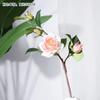 Rosa de té silvestre individual de alta gama para decoración del hogar, simulación de rosa de té, flor artificial, simulación de rosa de té al por mayor