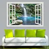 Escenario de Cascada en el Bosque Venta Caliente de Comercio Exterior Efecto Creativo 3D Pegatinas de Ventana Falsas Pegatinas de Pared Decorativas para Sala de Estar Dormitorio del Hogar
