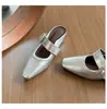 Zapatos Cerrados para Mujer con Tacón Grueso, Estilo Francés, Versátiles, Nueva Moda Coreana 2026, Mocasines Mary Jane Slip-On con Pedrería para Uso en Exteriores