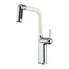 Grifo extraíble de latón en blanco lechoso para agua caliente y fría, grifo de baño ajustable para uso doméstico en color gris plomo para lavabo y fregadero
