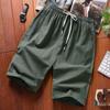 Pantalones cortos de algodón de verano para hombre, pantalones deportivos finos y holgados de algodón de cinco puntos, pantalones de playa de algodón y lino para hombre