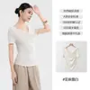 Camiseta de Linho com Manga Curta Gota de Chuva para Mulheres, Solta e Respirável, Top Emagrecedor e Versátil, Camiseta Básica Simples Feita de Linho Lyocell