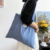 Bolsa de Lona Nueva de Estilo Francés Rayas Azules para Primavera y Verano Bolsa Tote de Gran Capacidad Estilo Perezoso Bolso de Mujer Bolso de Algodón y Lino Estilo Japonés Versátil