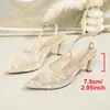 Sandalias de Encaje Calado Nuevas Primavera 2026 Punta Fina Tacones Altos Cómodos Malla Tacón Delgado Zapatos de Mujer Comercio Exterior Transfronterizo