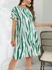 Primavera/Verano 2026 Plataforma Independiente de Amazon Vestido Holgado de Cuello Redondo Estampado Estilo Vacaciones en la Playa Viaje Diario Manga Corta