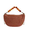 Bolsa de mano tejida de paja estilo casual y elegante para vacaciones de verano 2025 para mujer con colores contrastantes, bolso de hombro y bolso cruzado