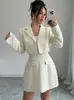 2026 Traje vestido de Amazon Europeo y Americano estilo Chanel con chaqueta corta de tweed con solapa y falda corta de línea A con tirantes ajustables a la cintura para adelgazar