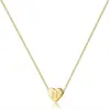 Collar Colgante de Letra con Grabado de Corazón Casual y Versátil para Hombres y Mujeres, Collar de Cuello con Forma de Corazón de 26 Letras Estilo Europeo y Americano