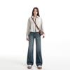 2025 Otoño/Invierno Nuevo Estilo Jeans Versátiles Holgados Drapeados de Pierna Recta y Pierna Ancha para Mujer, Pantalones Largos Adelgazantes y a la Moda