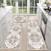 Tapete de cozinha estilo boêmio com veludo de cristal, antiderrapante, resistente à sujeira, fácil de limpar, para entrada