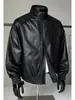 Chaqueta de Cuero PU con Cuello Alto Estilo Retro Americano para Hombre, Temporada de Primavera y Otoño, Marca de Tendencia, Holgada, Casual, Simple, Tacto de Alta Gama, Ropa de Abrigo, Top