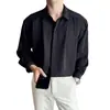 Camisa casual de alta calidad, suelta, sin arrugas, con caída, estilo coreano para hombre, primavera y otoño, ropa madura y elegante para hombre, camisa de manga larga de seda helada, moderna