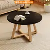 Juego de Mesa de Café Sencillo de Madera Maciza Japonesa Mesa Redonda Pequeña para Apartamento Dormitorio Mesa Auxiliar para Sofá de Sala de Estar Mesa de Té para Balcón