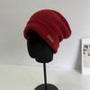 Chapéu de malha de lã estilo coreano para outono e inverno, novo, feminino, circunferência da cabeça grande, rosto pequeno, quente, protetor de orelhas, chapéu de lua moderno
