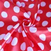 Fondo Rojo Punto Blanco Redondo Impreso Satín Brillante Tela para Disfraz cosplay Tela para Disfraz de Minnie cosplay