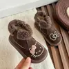 Botas de Nieve para Niñas Gatito Graffiti Forro de Borrego Rizado Botines Cortos Invierno 2025 Nuevas Botas de Algodón Forradas de Borrego para Bebé Niña