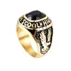 Anillo de aleación europeo y americano Jianjie Anillo de águila retro de soldado americano incrustado con esmeralda roja azul negra salida de fábrica