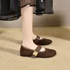 Zapatos Mary Jane de Punta Redonda Versión Coreana 2025 con Boca Baja Zapatos Planos Suela Suave Superficie Suave Zapatos Planos Zapatos de Frijol Zapatos Perezosos