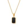 Colgante rectangular negro de moda exquisita con cadena de clavícula de marca cuadrada con letras inglesas de acero inoxidable y explosiones transfronterizas europeas y americanas
