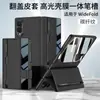 Adequado para Capa de Celular Magnética de Couro Liso para Samsung Zfold8, Capa Dobrável de Couro Flip-Cover, Capa Executiva com Slot para Caneta, Capa Protetora Anti-Queda