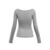 Ropa para Mujer Jie Zhan Top de Cuello Barco de Lana Tencel 26 Nuevo de Primavera Estilo Americano Ceñidor de Cintura Adelgazante Camiseta Básica de Manga Larga