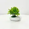 Micro-paisaje Simulación Planta Verde Planta en Maceta Estilo Nuevo Maceta Plana de Piedra Flor Artificial Adorno Decoración Sala de Estar del Hogar Bonsái Artificial
