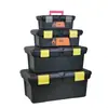 Caja de Herramientas de Plástico Negra Portátil Doble Capa Caja de Almacenamiento de Ferretería con Tapa Superior de Bandeja tiene Caja de Piezas Resistente a Caídas Al por Mayor