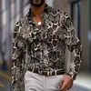 Camisa de Manga Larga para Hombre con Estampado de Piel de Serpiente, Estilo Retro de Alta Gama, Comercio Exterior Transfronterizo Europeo y Americano en Amazon, Venta al por Mayor de Fábrica